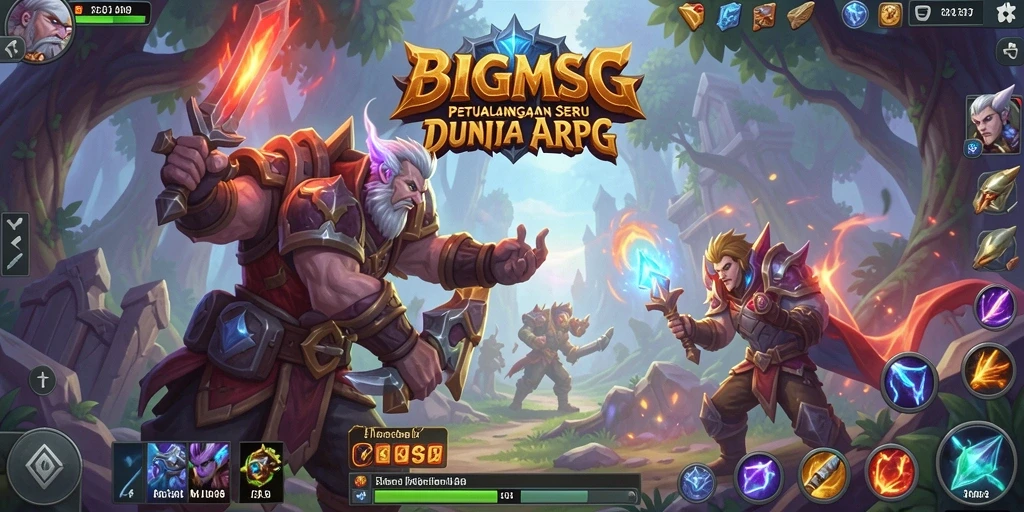 Screenshot gameplay BIGMSG yang menampilkan pertempuran epik dan karakter unik.