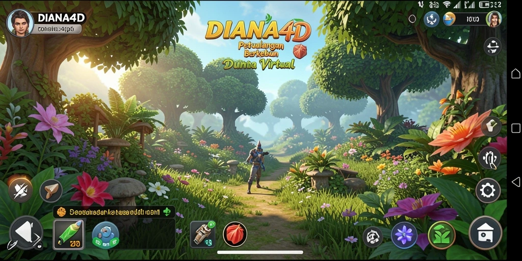 Tangkapan layar gameplay <strong>DIANA4D</strong> menunjukkan keindahan ladang yang sedang dirawat.
