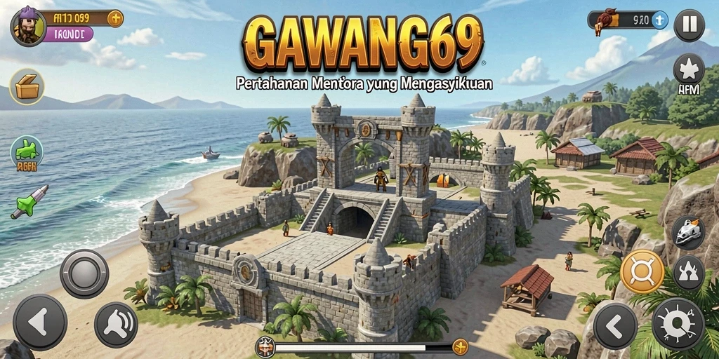 Tampilan gameplay GAWANG69 yang menampilkan pertempuran menara yang intens.
