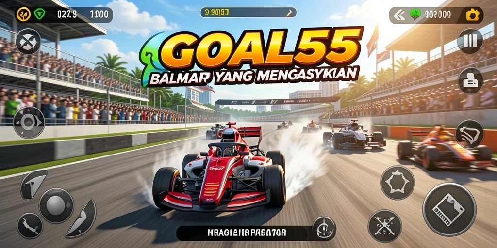 Tampilan seru dari gameplay balap GOAL55 yang mendebarkan.