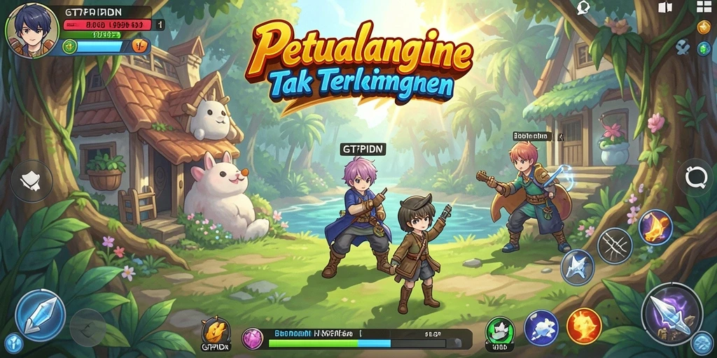 Tangkapan layar GTPIDN menampilkan pertarungan seru dalam dunia anime yang menakjubkan.