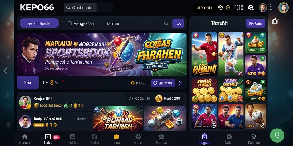 Screenshot utama KEPO66 menunjukkan fitur taruhan olahraga yang menarik.