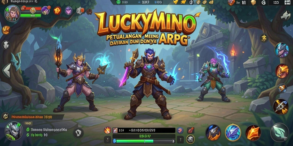 Tampilan menarik dari gameplay ARPG di LUCKYMINO.