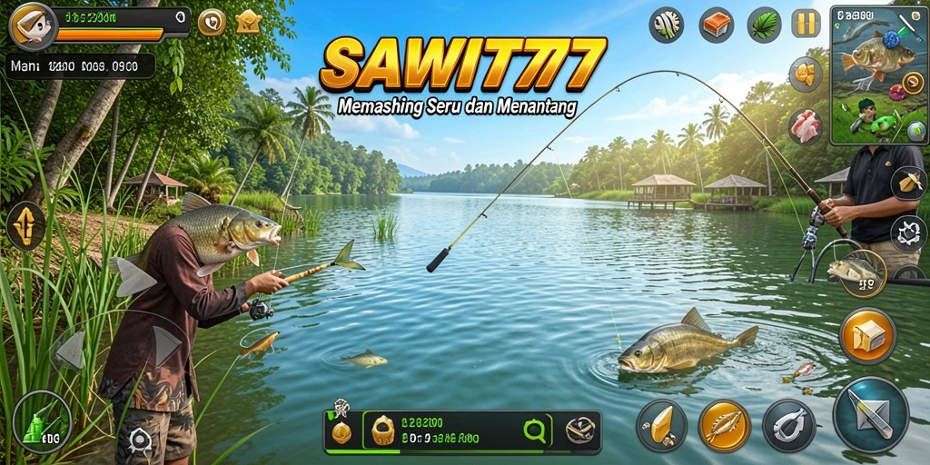 Screenshot gameplay SAWIT777 menampilkan aksi memancing yang mendebarkan.