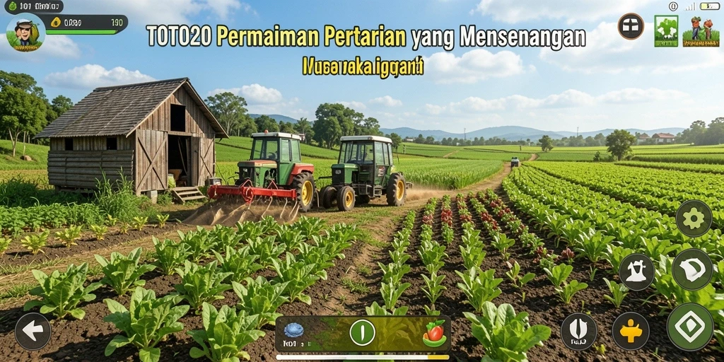 Tangkapan layar utama TOTO20 menampilkan gameplay pertanian yang menarik.